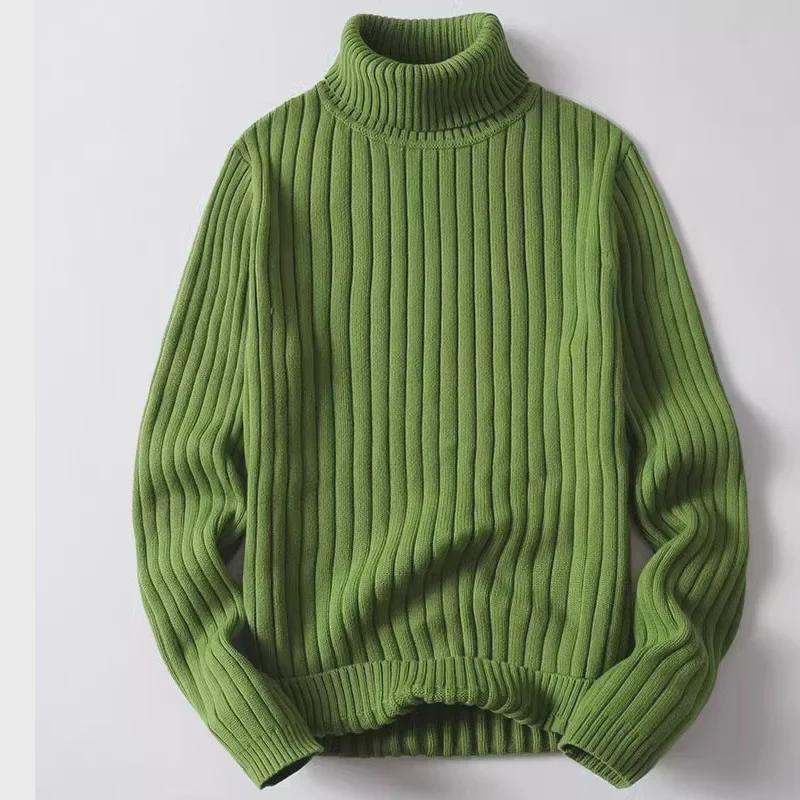 Maglione Pullover da Uomo Trendy a Collo Alto a Maglia a Tinta Unita Spesso