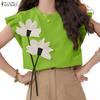 ZANZEA Damen Lässige Rundhals Ärmellose Patchwork Bluse