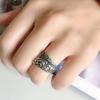 Ring aus S925 Sterlingsilber im koreanischen Stil, einzigartig, Vintage, geometrisch, offen, verstellbar, Damenschmuck