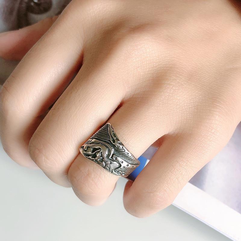 Ring aus S925 Sterlingsilber im koreanischen Stil, einzigartig, Vintage, geometrisch, offen, verstellbar, Damenschmuck
