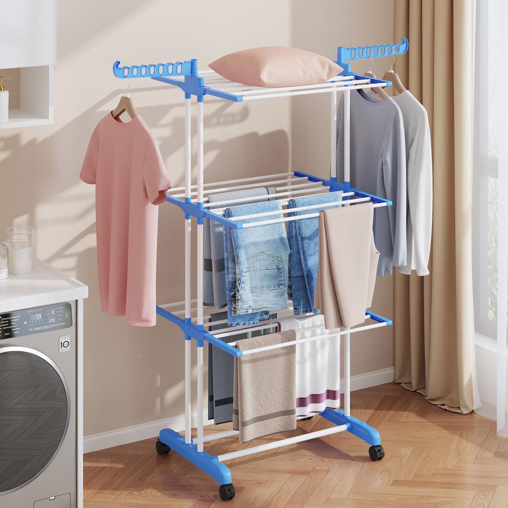 Expandable Three-Layer Rack: Towel, Clothes, Shoe Dryer & Coat Stand