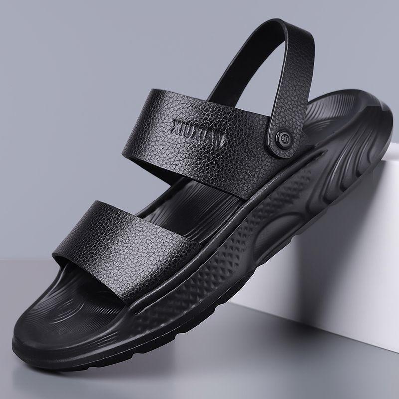 Fashion Men's Dual-purpose Driving Slippers for Men Summer New Designer Soft Sole Beach Shoes Male Fashion Casual Leather Sandals Man