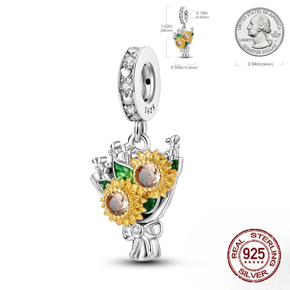 Golden Series Copper Ring Heart Tree Of Life Sunflower Owl Charm Pendant Fit Bracelet Handmade Diy Gifts