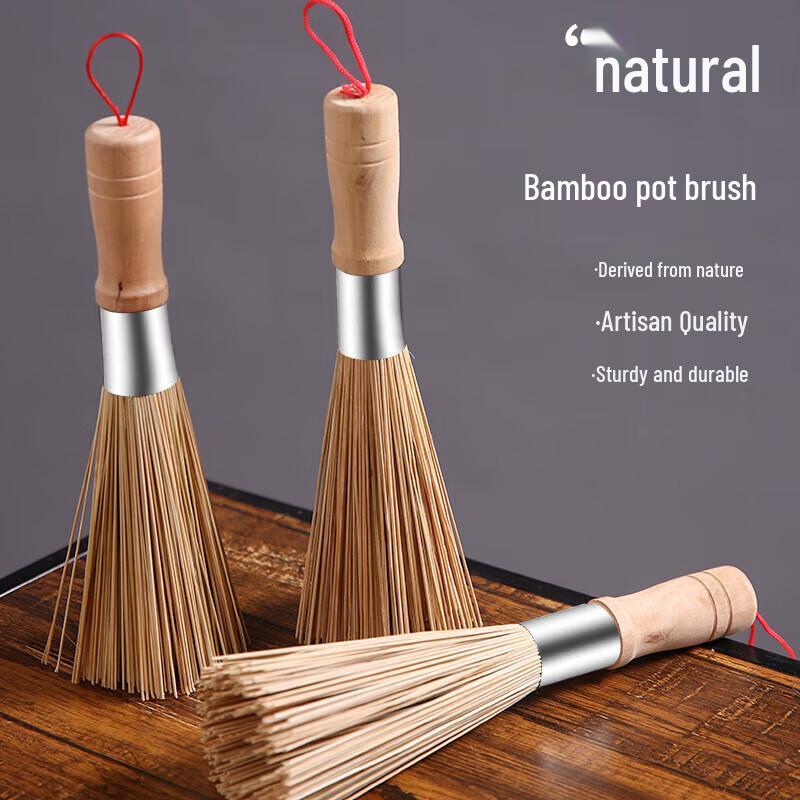 Yibai Bamboo Pot Brush with Wooden Handle