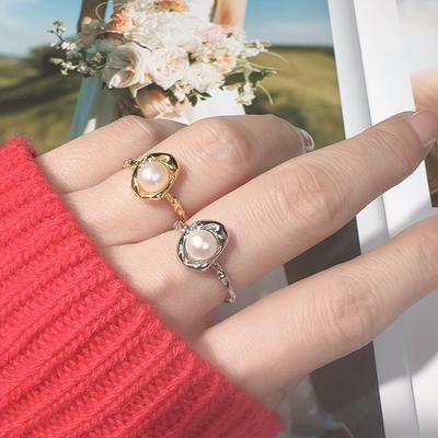 S925 Sterling Silver Natural Gemstone Freshwater Pearl Ring Plated With 18K Real Gold Index Finger Ring Niche Cold Feeling Women
