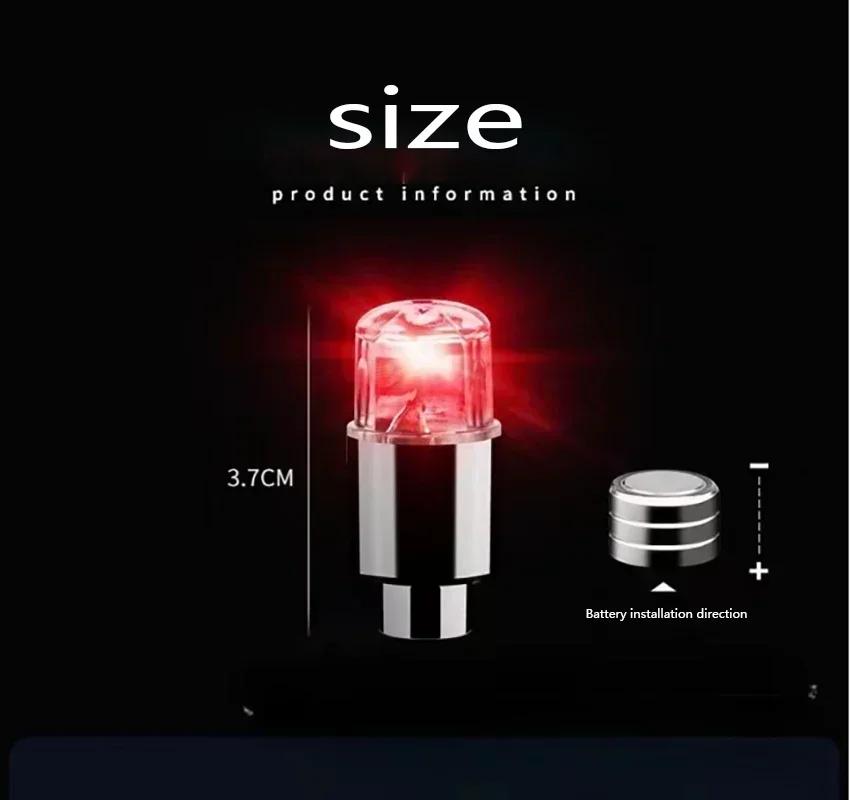 2pcs LED Tire Valve Stem Caps Neon Light Waterproof Wheel Spoke Lights LED Tire Lamp for Motorcycle Bicycle Car Accessories