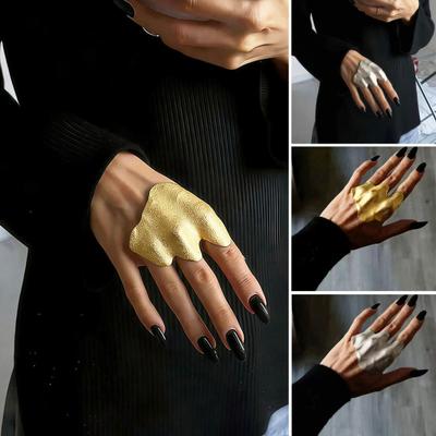 Finger Ring Adjustable Fit Irregular Pleated Joint Ring Exquisite Craftsmanship Unisex Alloy Finger Band