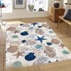 2D Flat Seashells Starfish Coral Ocean Pattern Flannel Area Rug Non Slip Beach Theme Carpet For Living Room Bathroom Decor