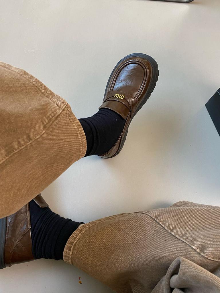 MIU's spring new small leather shoes for women to wear high-end French retro loafers for women's versatile platform women's shoes