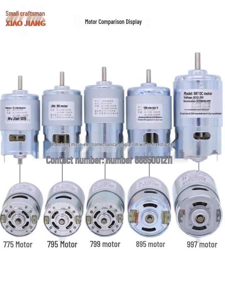 997 Hochgeschwindigkeits-12-36V Leiser DC-Motor mit Doppellagern für Drehmaschine, Tischsäge und Bohrmaschine