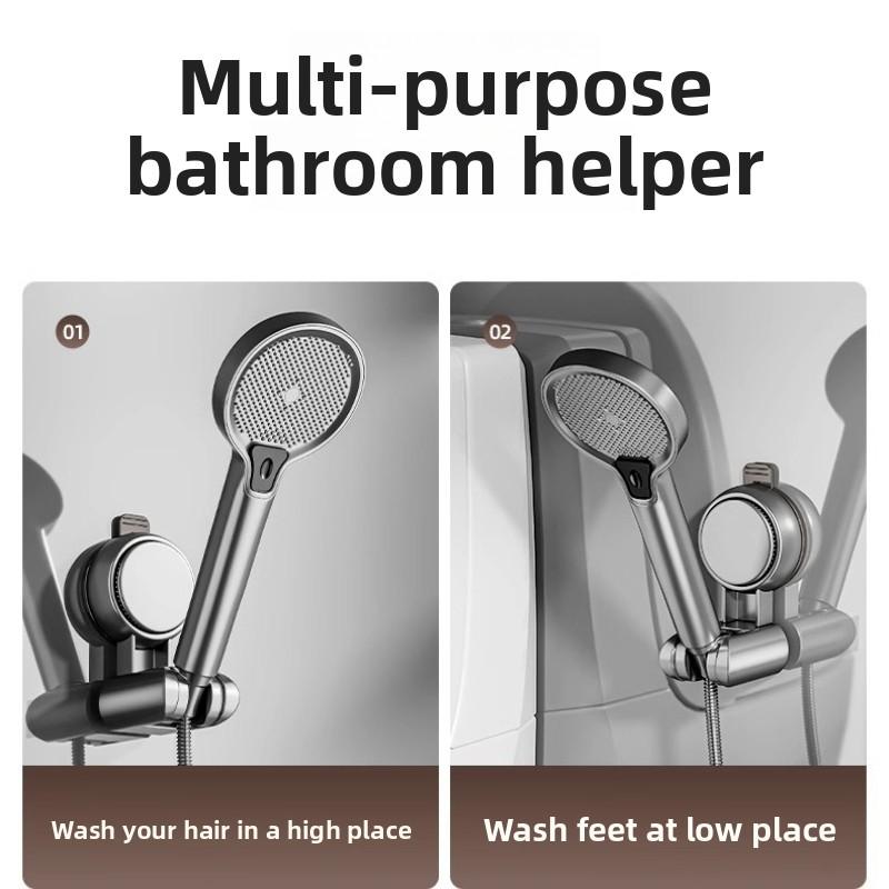 Suction cup shower bracket bathroom household fixed artifact non-punching shower head base, adjustable movement