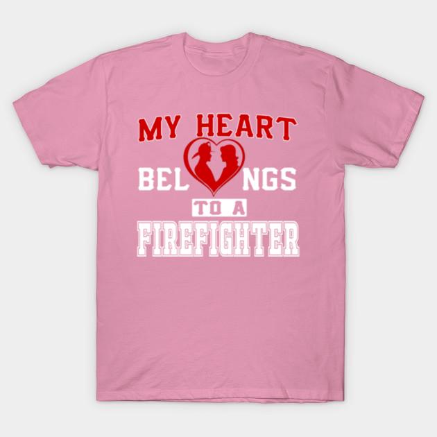 T Shirt Women My Heart Belongs To A Firefighter Harajuku Print Kawaii Tshirt Summer Short Sleeve Female T-Shirt Top Tee