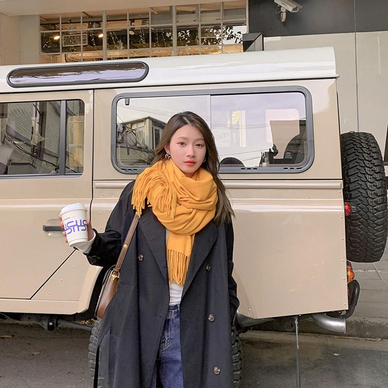 Women's Thickened Cashmere Wool Scarf - Versatile Autumn/Winter Shawl, Korean Style, White