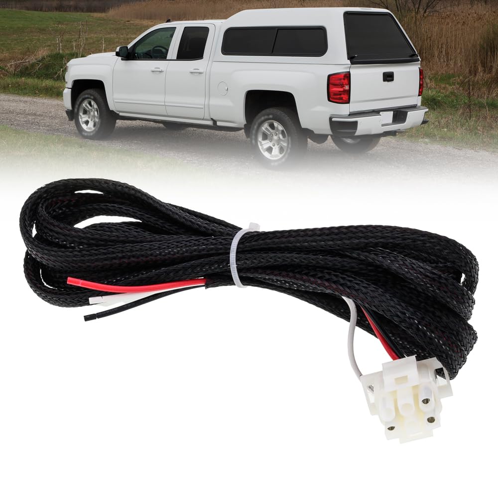6 pin Leer Truck Cap Wiring Harness with Fuse Box Tag for Leer Camper Shell Truck Topper Wiring, Power for 3rd Brake Light/Dome Light/Lock and