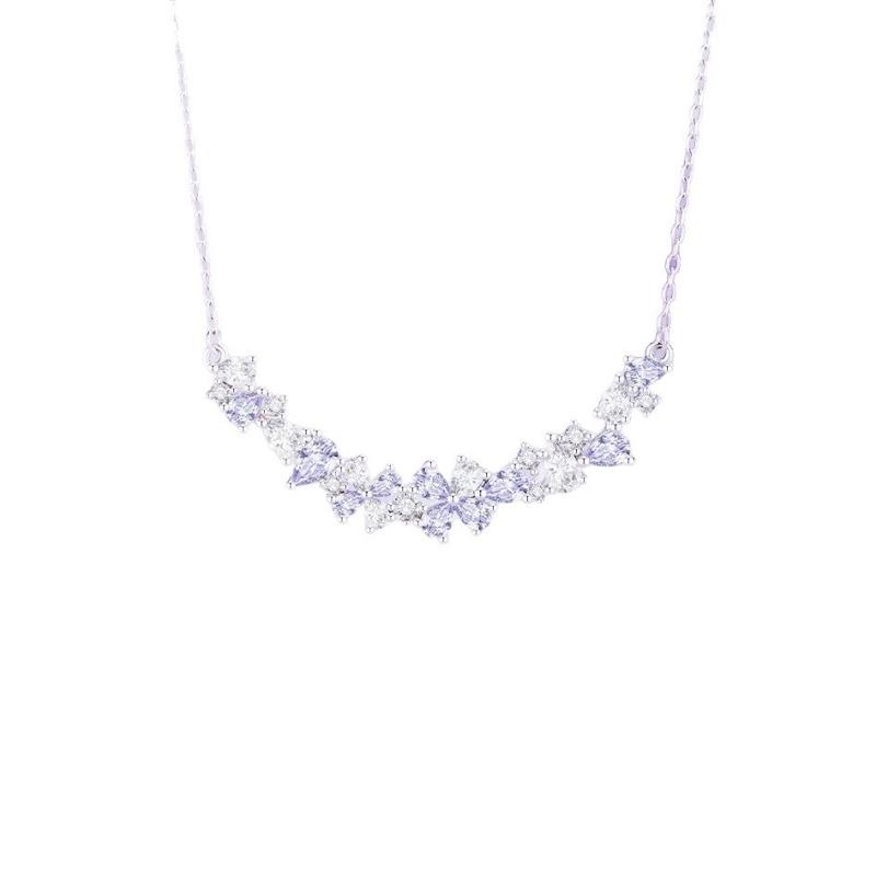 Wisteria Flower Zircon Full Diamond Pendant Clavicle Necklace For Women Light Luxury Fashion