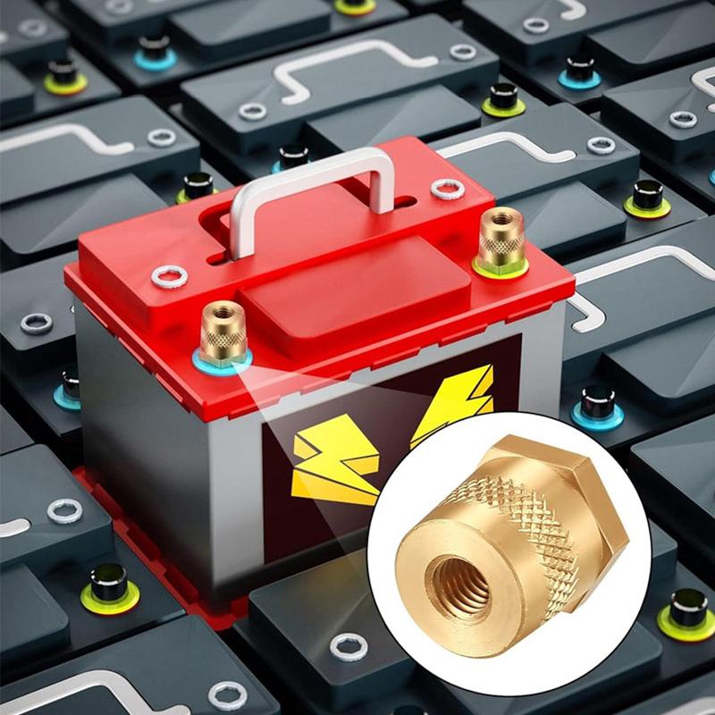 1Pair M8 Battery Pole Adapter Brass Terminal Bolt Connectors Car Battery Connection Terminals With Stainless Screws