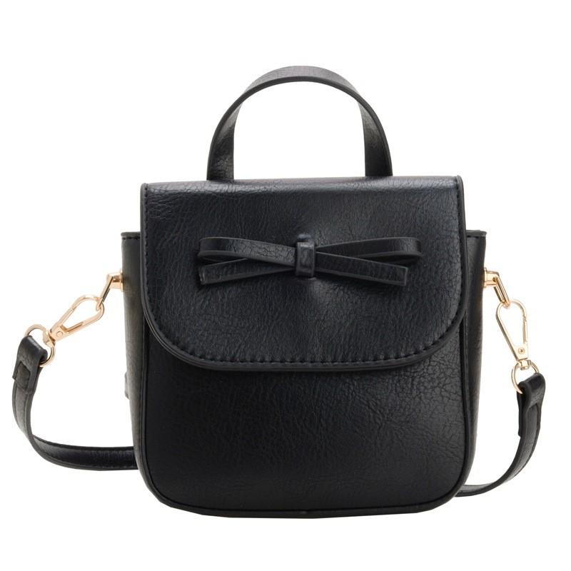 

Stylish Kids Handheld Bowknot Bag For Girls Cute Lightweight Pu Fashionable Design чёрный