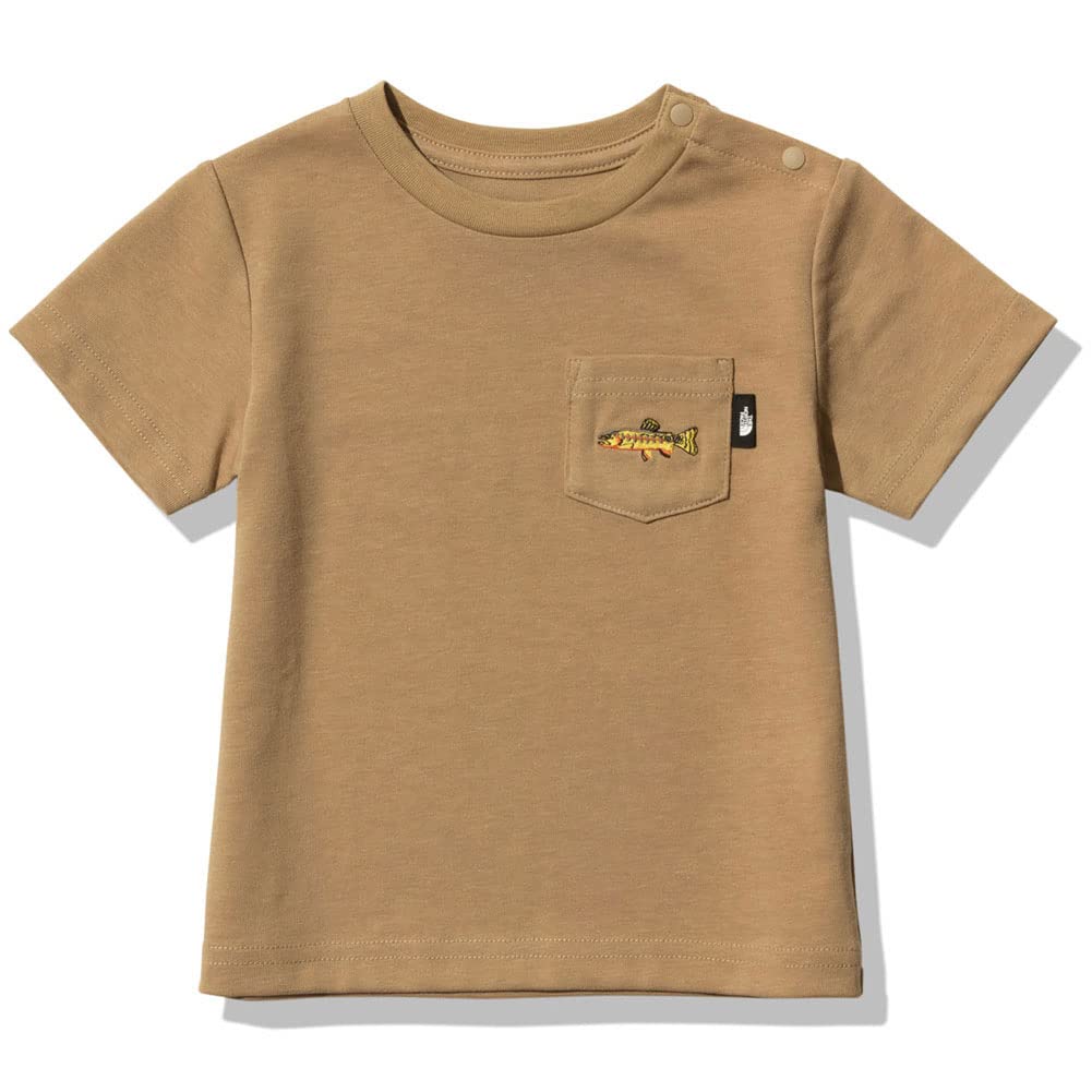 The North Face Short Sleeve Pocket Unisex UV Organic Kelp Size 80 Tee, Baby, Protection, Cotton, Tan,
