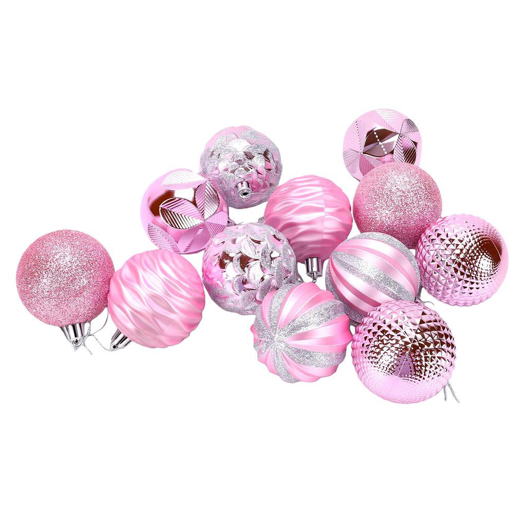 12PCS Xmas Tree Ball Decorations 6cm Holiday Hanging Ball with Rope for Garland Door Window Desk Arrangement