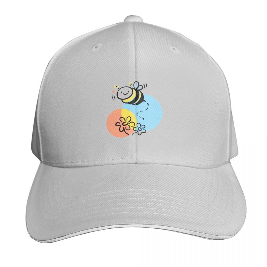 Bee Flying On Flowers Cute Cartoon Smiling Spring Bug Baseball Cap Beach Bag Hiking Hat Icon Unisexs Baseball Womens