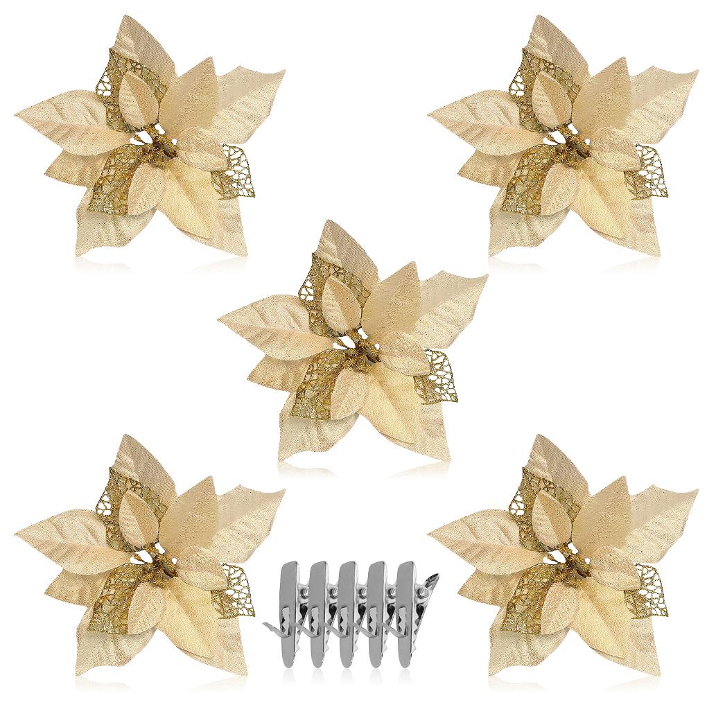 

5 шт/15 шт рождественские блестящие искусственные цветы с зажимами гирлянда пайетки многоразовые DIY свадьба дом новый год