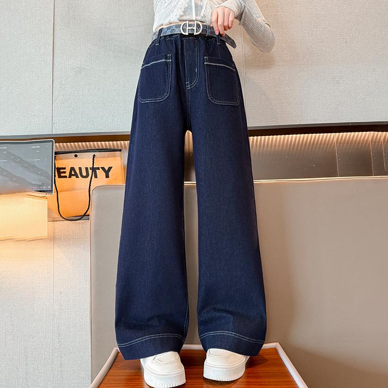 Girls' 2025 Spring/Autumn Fashion Wide-Leg Jeans – Casual and Versatile for Kids