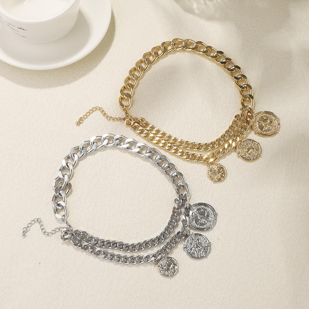 Tooxika Metal Chain Necklace Creative Niche Design Minimalist Round Pendant Chain Necklace