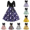 Women's Casual Fashion Easter Print V-neck Retro Dress