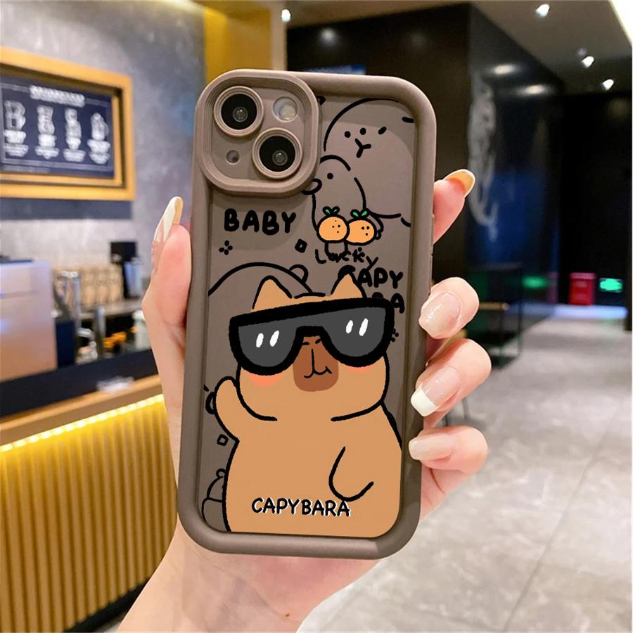 Cute Capybara Silicone Phone Case For iPhone 11 12 13 14 15 16 17 Pro Max X XS XR 7 8 Plus 16E Shockproof Bumper Soft Cover