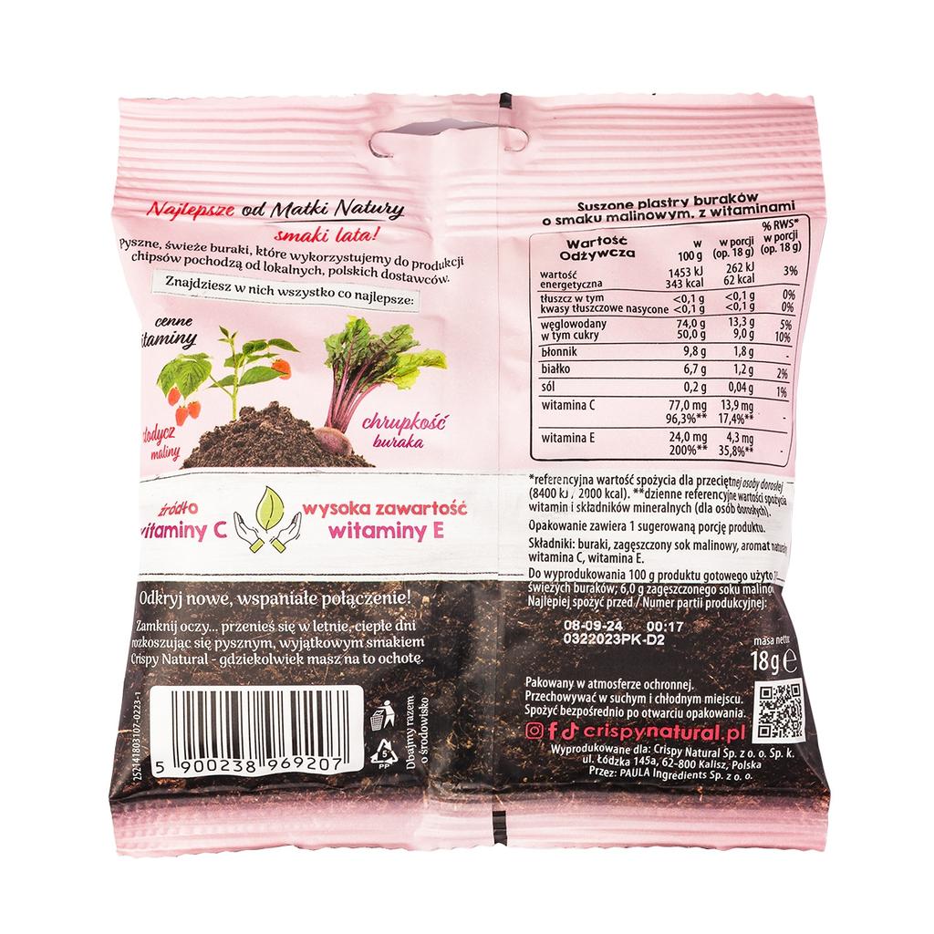 Crispy Dried Beetroot with Raspberry Juice 18g Beetroot Chips with Raspberry