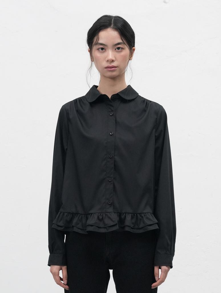 GENERALIDEA Round Collar Frill Blouse [Black] / Wbe3L03513