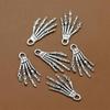 Alloy Pendant Charm Necklace Charms For Jewelry Making Skeleton Hand Shape Antique Silver 10Pcs