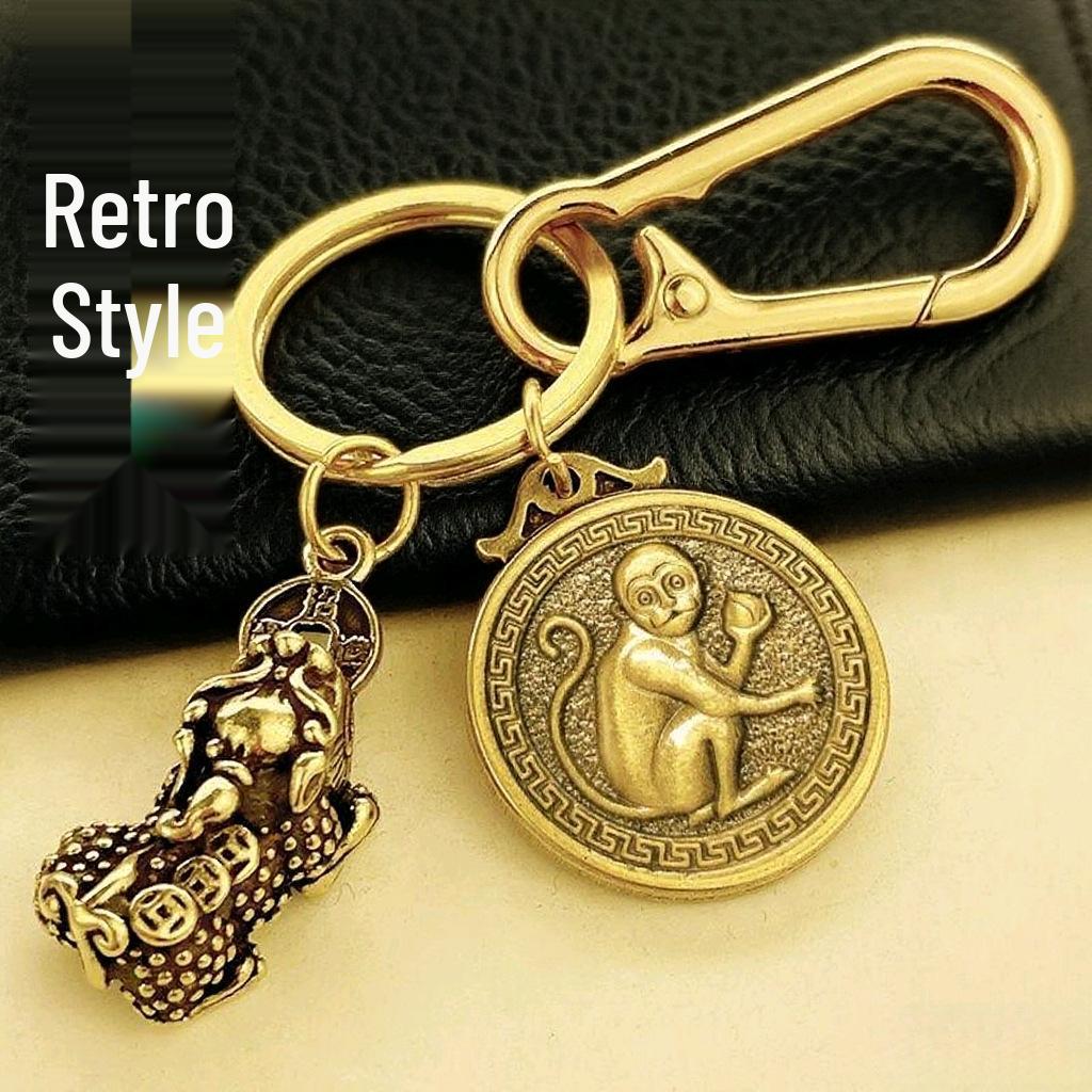 Fortune Keychain: Wealth-Attracting Pixiu & Zodiac Pendant for Road Safety