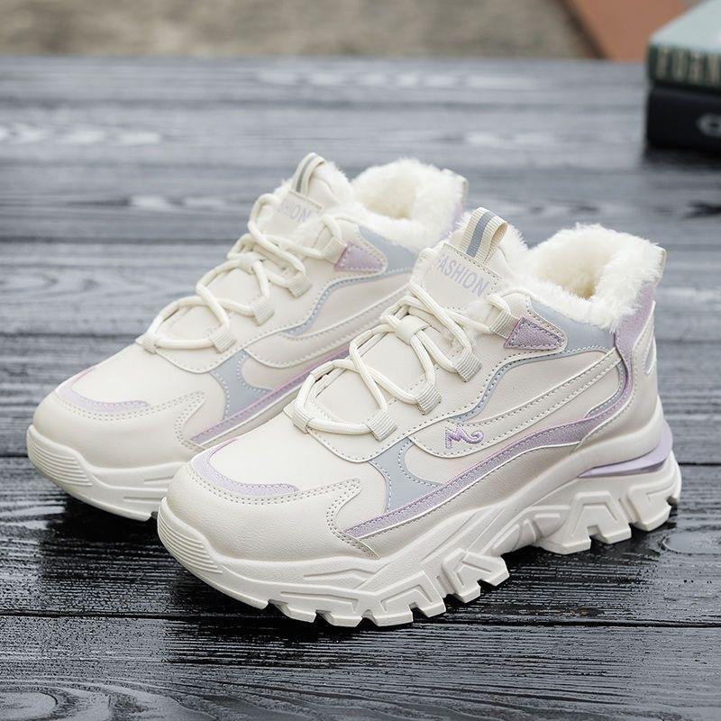 2025 autumn and winter new velvet popular sports shoes female dad versatile student casual cotton shoes running ins tide