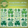 St Patricks Day Window Clings, 108 PCS Reble Shamrock Decal Stickers Static Spring Decorations for Office School Home