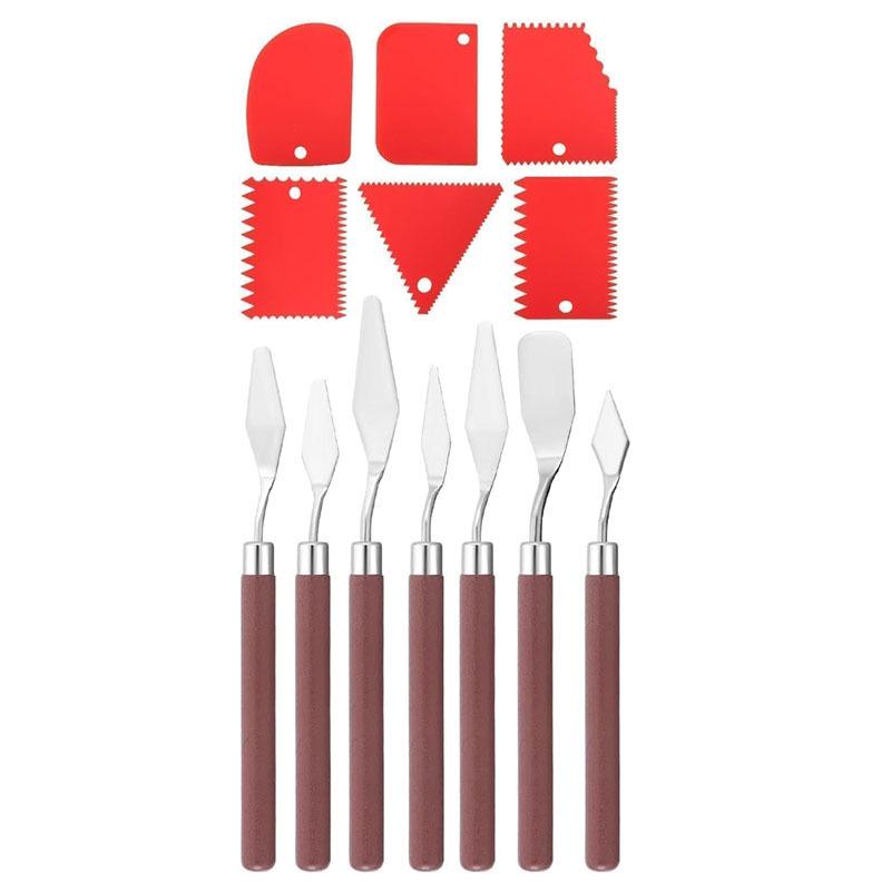 Sada paletových nožů s dřevěnou rukojetí - Umělecké potřeby pro olejomalbu a kvaš