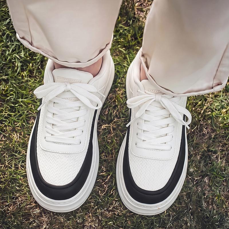 Men's Thick Sole Platform Sneakers Casual Board Shoes Fashion Lace‑up Skate Shoes All‑Match Daily Walking Shoes