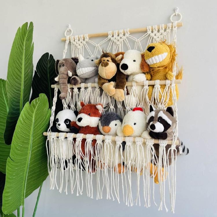Modisches Lagerregal 2-stöckiges Holz Spielzeug-Aufbewahrungsnetz für Kinderzimmer Ornamente