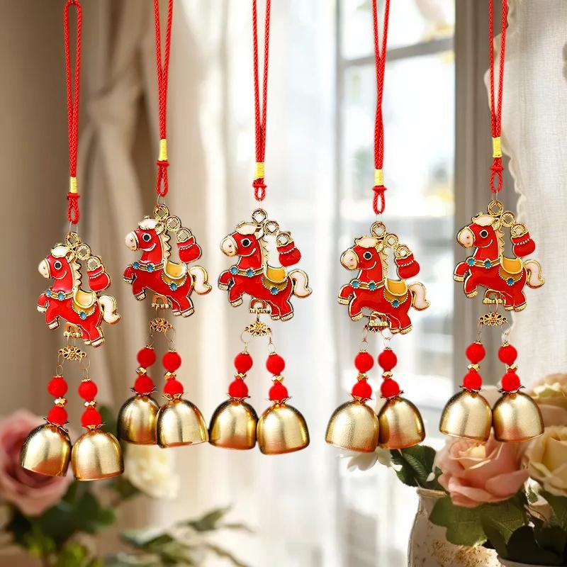 1Pcs Room Wall Hanging Ornament Chinese New Year Decoration 2026 Chinese Spring Festival Horse Year Wind Chime Hanging Pendant