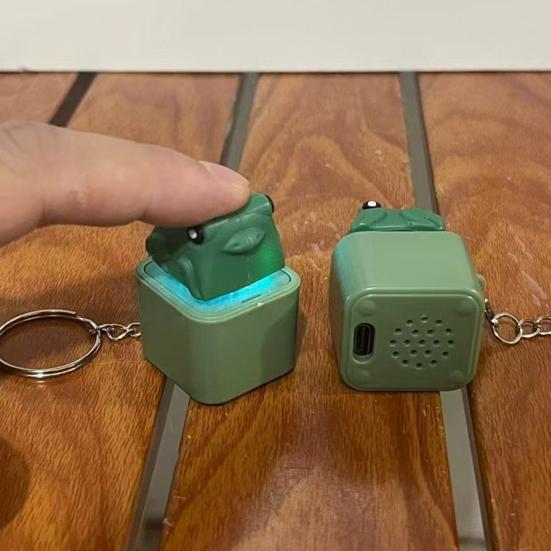 Frog Croaking Fidget Toy with Light & Sound Rechargeable Keyboard Fidget Toy Portable Anxiety Relief Fidget Keychain Sensory Decompression Gadget