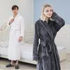 Women's and Men's Thick Flannel Morning Robe for Autumn/Winter Home Wear