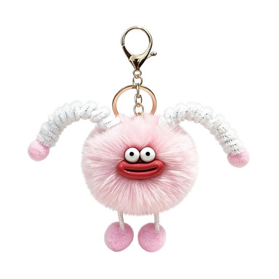 Schoolbag Accessories Sausage Mouth Creature Plush Keychain, Cartoon Fuzzy Ball Keyring Pendant, Stuffed Doll Toy Decorative Keychain for Handbags