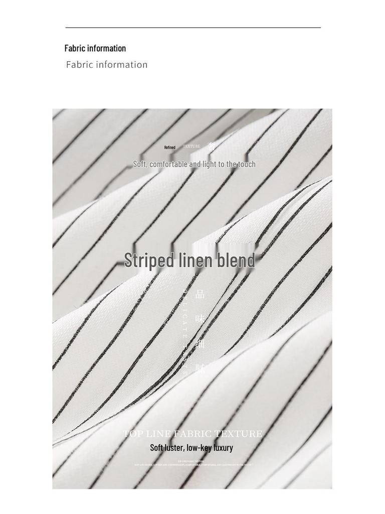 Women's Summer Striped Shirt Dress - High-End, Single-Breasted with Waist-Defining Fit