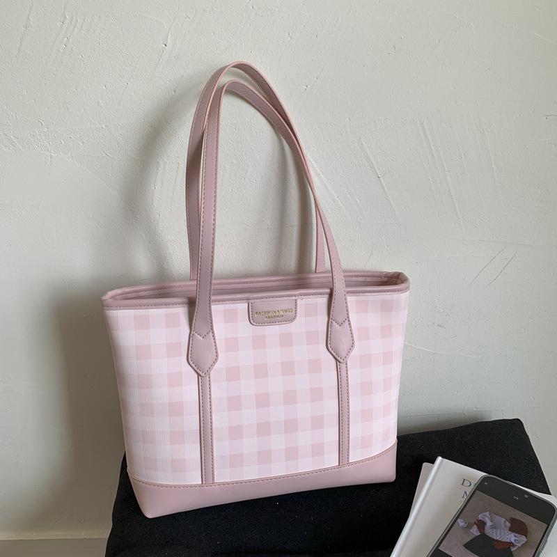 

Plaid large-capacity shoulder underarm tote bag women s summer new fashionable versatile commuter bag