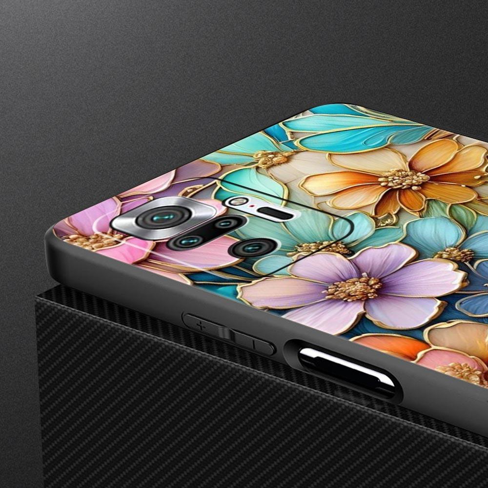 Fashion Flower Pattern Phone Case For Xiaomi Redmi Note 14 13 5G 10 11 12 Pro Plus 4G 14C 13C 12C 10C Black Cover