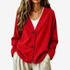 Women S Corduroy V Neck Cardigan Long Sleeve Two Button Solid Casual Outerwear