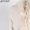 BITCED Fall/Winter Fringe Cape Shawl with Fur Collar Solid-Color Knit Sweater Jacket