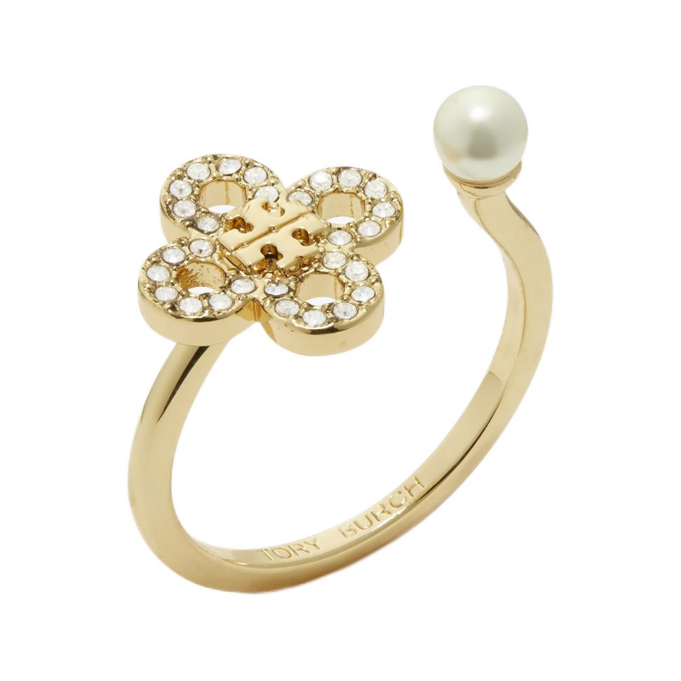 Tory Burch Clover Design Brass Ring Unisex rings Gold 163717-782 6