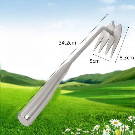 Heavy Duty Weed Puller Stainless Steel Garden Weeding Tool with 3 or 4 Teeth Uprooting Manual Weeder with Long Handle