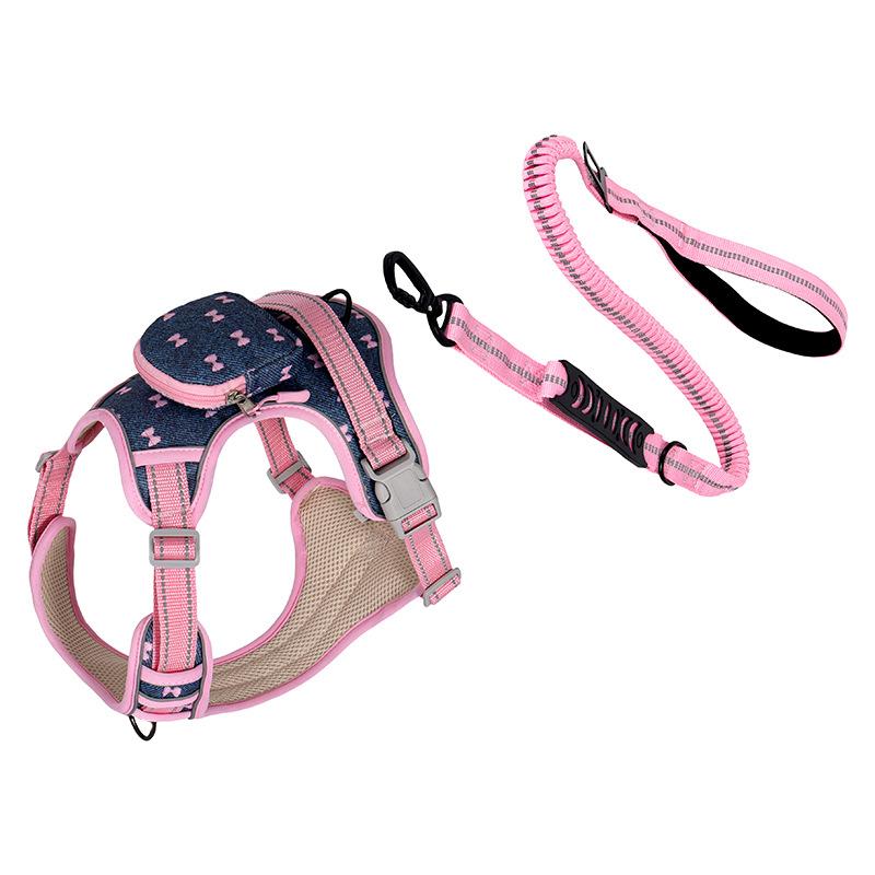 Dog Chest and Back Harness with Back Collar Style Leash for Outdoor Dog Walking Pet Chest and Back Harness